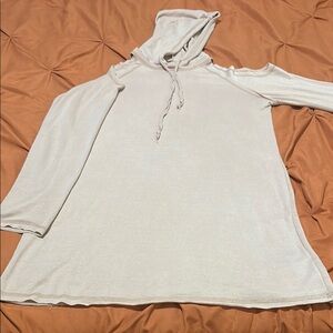 Hooded Cold Shoulder Top Dress, Light Pink, L